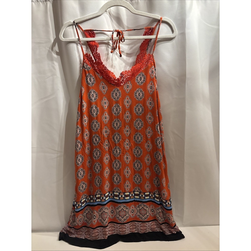 Sequin Hearts Boho Dress W/lace Straps M Festival Beach